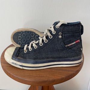 Women’s Diesel denim high top sneakers size 7